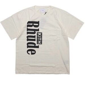 Rhude x Kith Collab Side Logo Tee in Cream